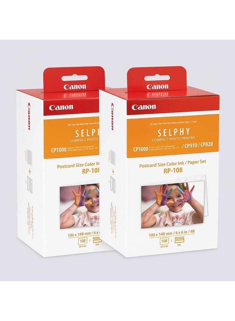 كانون طقم ورق وحبر كانون سيلفي RP-108 للطباعة الفوتوغرافية – عبوتان بإجمالي 216 ورقة – كل عبوة تحتوي على 108 ورقات مقاس 4×6 إنش مع حبر ملون – متوافق مع طابعات CP1000 / CP910 / CP820 - Image 5